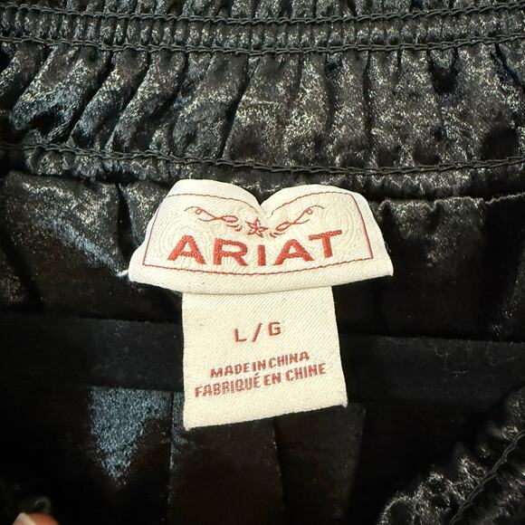 Ariat Women's Satin Bomber Jacket Embroidered Black Large Western Rodeo Festival - Picture 5 of 10
